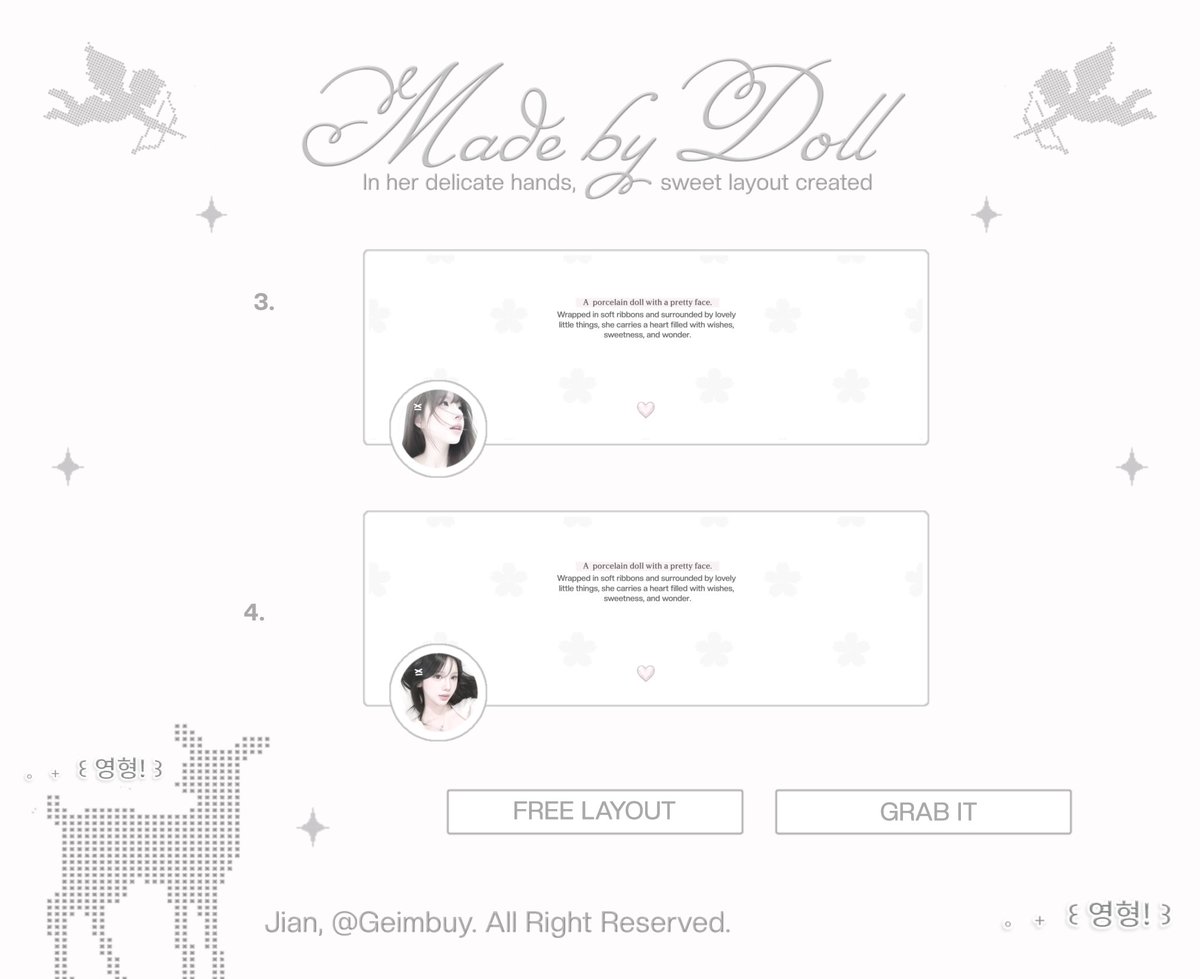 Geimbuy's tweet photo. ⠀
𐔌 . ⋮ giveaway layout allert .ᐟ ֹ ₊ ꒱ 

i  have plain  layouts  ulzzang    that 
you can take it for free, sponsored 
by Kak Kinanthi ( @cofnus ). ready 
stock for 6 winners. join and follow 
the rules on reply section . ֹ ₊ 

{ #zonauang #bealanja }
⠀ https://t.co/nUWrv4erth
