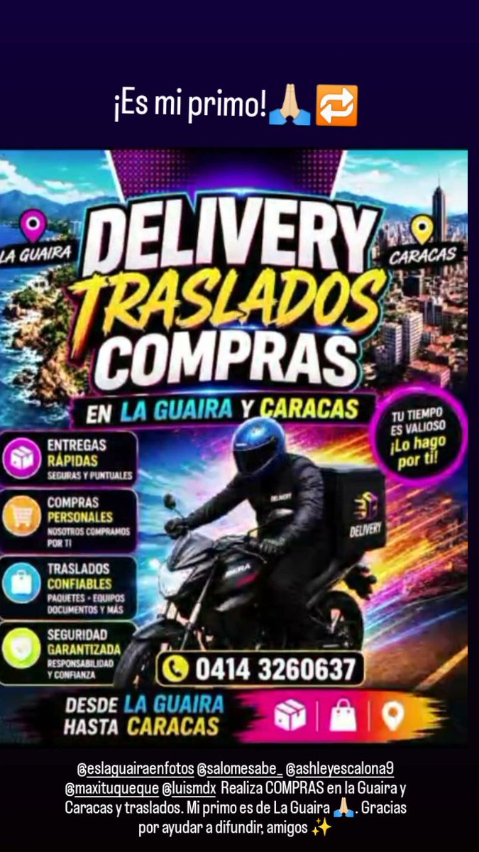 milagrodccg's tweet photo. Mi primo es honrado, responsable, de #Macuto. Hace traslados, delivery, compras diligencias en #LaGuaira y #Caracas. La situación en Vargas es crítica, no le ha salido trabajo...
Un RT ayuda a SER VISIBLE y a que lo contrate quien lo requiera 🙏🏻. Mil gracias https://t.co/dhNFYodBFw