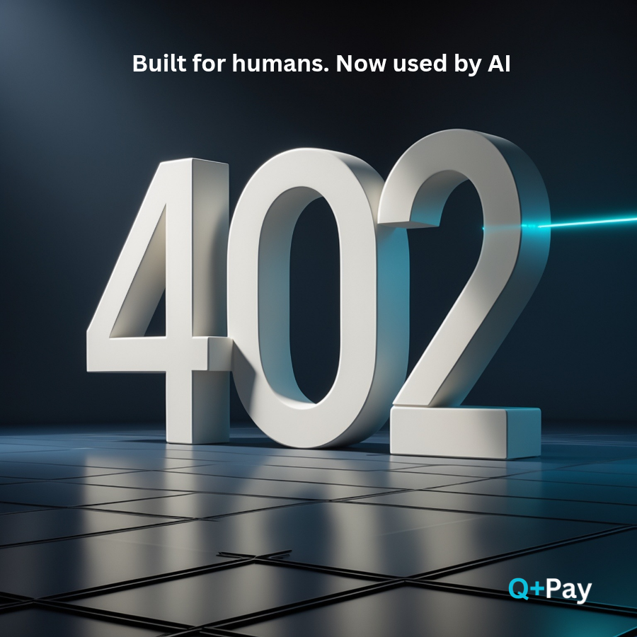 useQPay's tweet photo. Imagine every app you use, every AI assistant, being able to pay for something on its own, a few cents at a time, without you ever typing a card number or clicking "approve."
This isn't a future prediction anymore, it's already running. Coinbase reports its own #x402 implementation processed 169 million of these agent payments in its first year, with more than 40 major organizations, including AWS, Cloudflare, Visa, and Mastercard, now building on the same protocol.
Q+Pay runs on this exact protocol today, every endpoint you meter speaks it already. https://t.co/OsVAsv1GUL