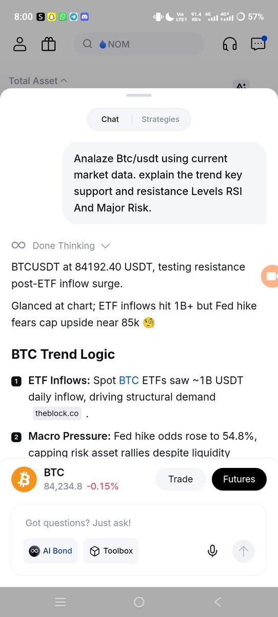 Pro_Sharry's tweet photo. Good Morning ☀️ Today I tested MEXC AI for BTC/USDT analysis.

I asked it to analyze the current trend, support, resistance & major risks. 📊

MEXC AI highlighted: 🔹 Support: 83,200 USDT
🔹 Resistance: 85,200 USDT
🔹 Above 85.2K → 86K scenario
🔹 Below 83.2K → 82K scenario

I liked how it combined market insights with clear charts and showed both bullish & bearish scenarios. A useful experience for understanding the market more clearly. 🚀

🔗 Explore MEXC AI: https://t.co/JOPpRQQ9H9

🎁 Referral: https://t.co/B3u7QBvPxI
Code: mexc-35bYU

#TradingTakesTwo #MEXCAI