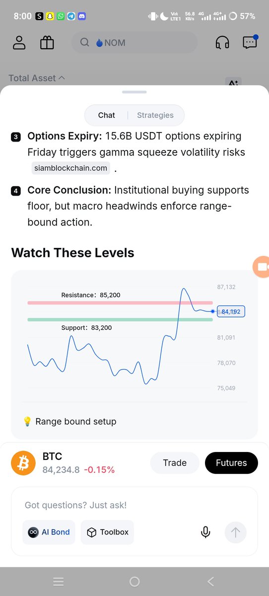 Pro_Sharry's tweet photo. Good Morning ☀️ Today I tested MEXC AI for BTC/USDT analysis.

I asked it to analyze the current trend, support, resistance & major risks. 📊

MEXC AI highlighted: 🔹 Support: 83,200 USDT
🔹 Resistance: 85,200 USDT
🔹 Above 85.2K → 86K scenario
🔹 Below 83.2K → 82K scenario

I liked how it combined market insights with clear charts and showed both bullish & bearish scenarios. A useful experience for understanding the market more clearly. 🚀

🔗 Explore MEXC AI: https://t.co/JOPpRQQ9H9

🎁 Referral: https://t.co/B3u7QBvPxI
Code: mexc-35bYU

#TradingTakesTwo #MEXCAI