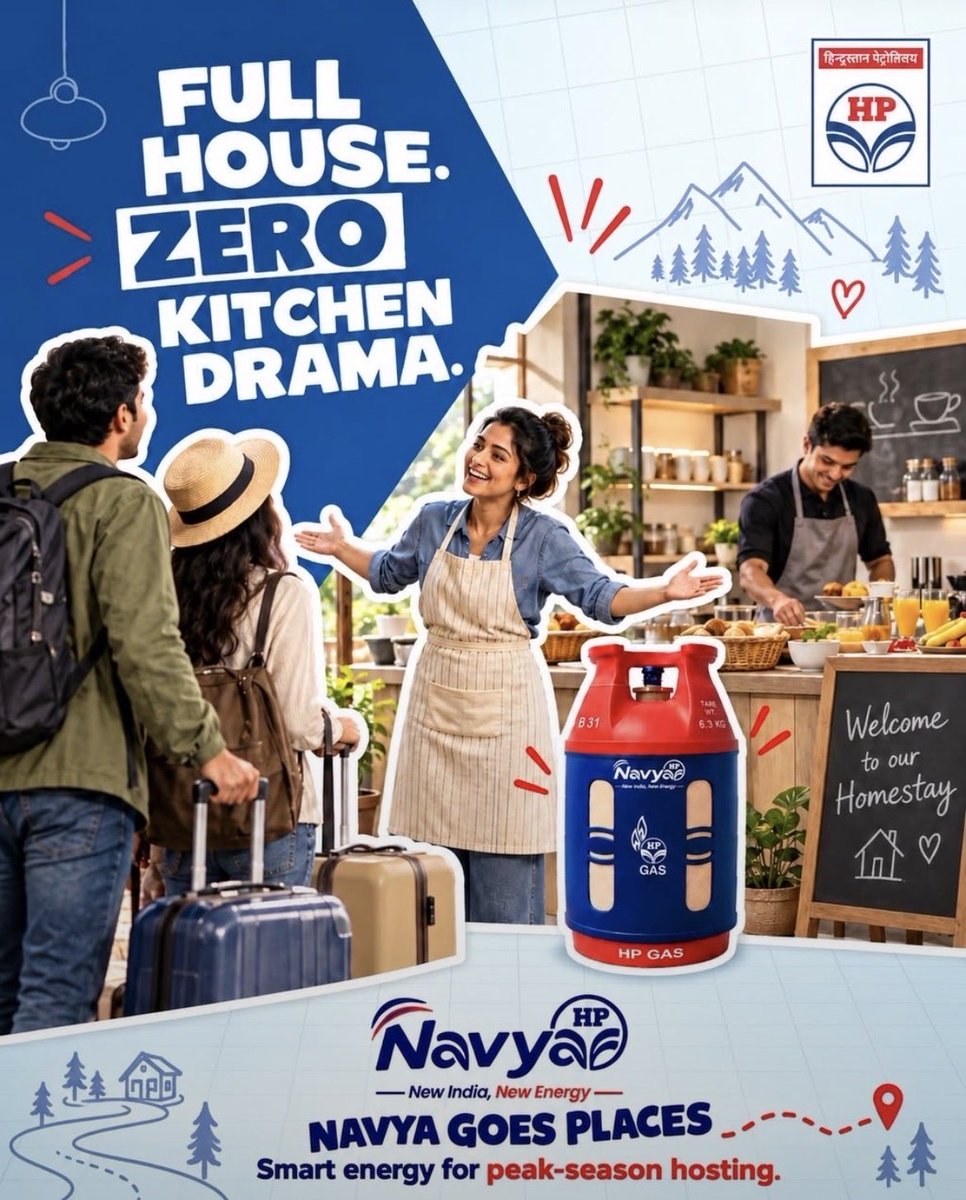Its_Safdar's tweet photo. 🏡 Full house. Zero kitchen drama. ✨
Peak season means more guests, more memories and a kitchen that never stops! 🍳⛰️
With HP Navya, homestay hosts can bring convenient.
#HPNavya #NavyaGoesPlaces #Homestays #PeakSeason #TravelAndHospitality #NewIndiaNewEnergy @HPCL @HPGAS_HQO https://t.co/0toKWeeo6P