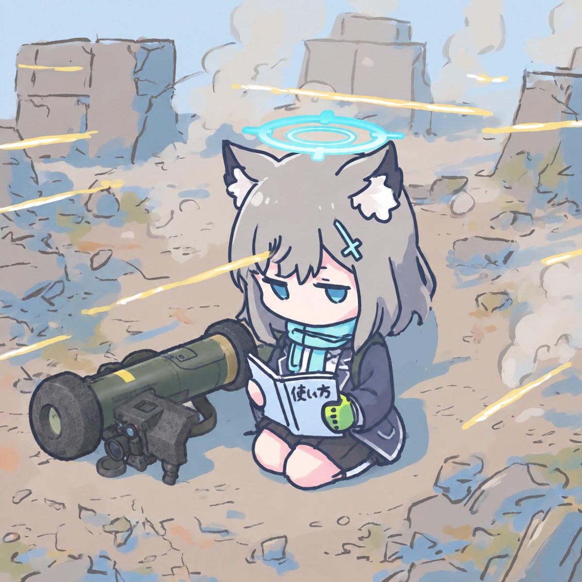 kisaragi9a's tweet photo. 貰ってきた武器を早速使うためにマニュアルを読むシロコ

「ん、しっかり読んで使う」

えらい https://t.co/c5Nl17k93d