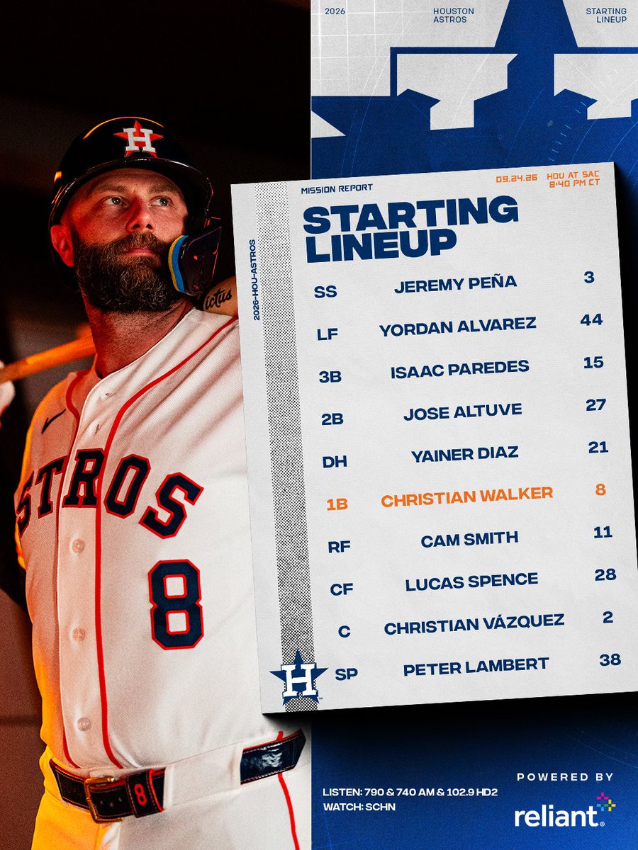 astros's tweet photo. Kicking off the series in Sacramento.

⚾️: 8:40 PM CT  
📺: @SpaceCityHN 
🎙️: @SportsTalk790 &amp; 740 AM | Spanish: 102.9 HD2

#ChaseTheFight x @reliantenergy https://t.co/qUuXqMHvt9