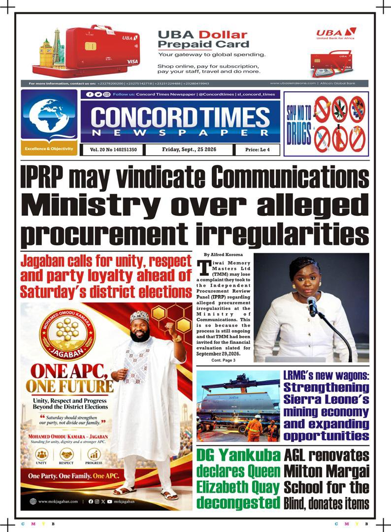 Concordtimes's tweet photo. September 25 - Headlines
#BreakingNews #Freetown #MamaSalone #SaloneTwitter https://t.co/sUqB2nY4Ju