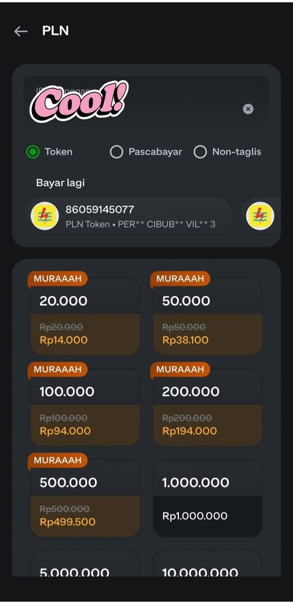ainiyaandanu's tweet photo. Pagi-pagi lagi santai tiba-tiba meteran listrik bunyi 😭 Pas mau beli token, iseng buka GoPay ternyata lagi ada promo. Token 50 ribu jadi bayar 40 ribu aja, udah termasuk admin pula. Lumayan banget selisih 10 ribunya wkwk #DISKONPLNDIGOPAY https://t.co/wmz4MVzvsE