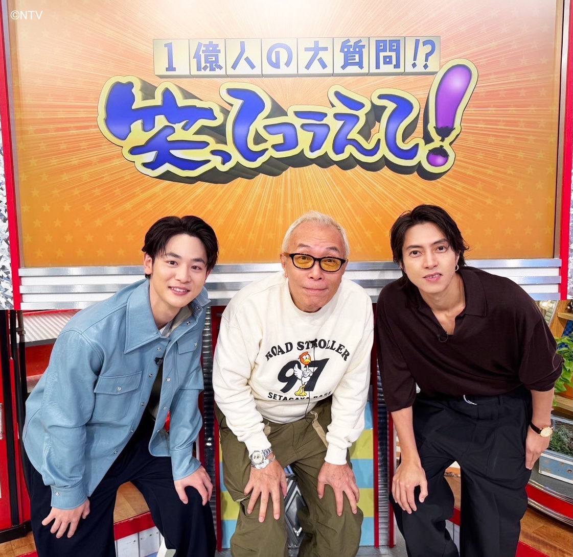 warakora_ntv's tweet photo. ★━━━━━━━━━━━
『#笑ってコラえて！』
   このあと よる7:00 から
 ━━━━━━━━━━━★

˗ˏˋ 📢放送まであと⑥⓪分 ˎˊ˗

#オレハコ チーム 
山下智久さん小林虎之介さんと所さんが記念に📸
「俺たちの箱根駅伝」とのコラボ企画🏃‍♂️
ドラマの映像テレビ初解禁！
小林さんなど若き俳優たちの壮絶な役作りに密着📺