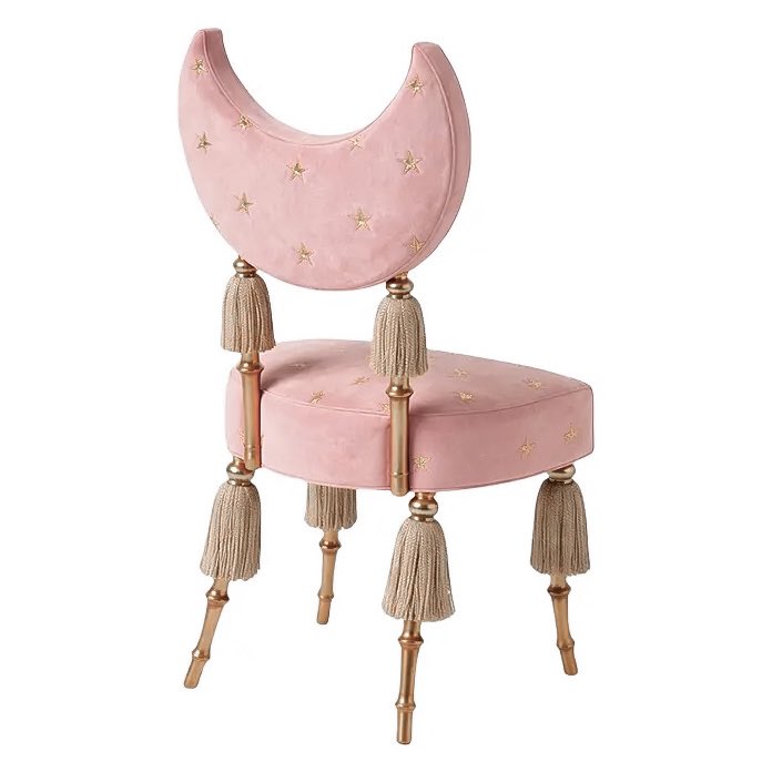 glirttery's tweet photo. 1980s vintage crescent back chair in blush https://t.co/qq5xApWJ3h