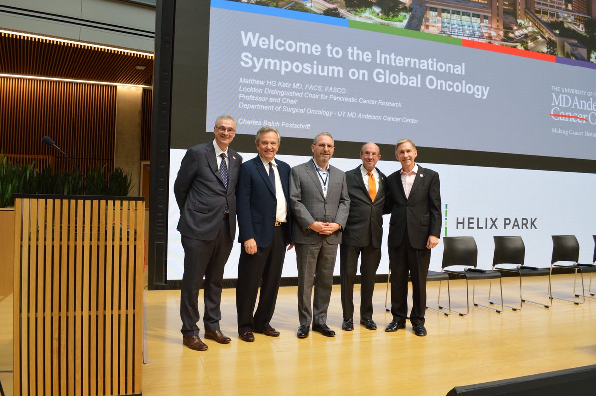 ppisters's tweet photo. The International Symposium on Global Oncology brought together colleagues to celebrate @CharlesBalchMD's remarkable career. Grateful for his leadership, mentorship and lasting contributions to surgical oncology and cancer care at @UTMDAnderson and beyond. #EndCancer https://t.co/DVycxiHjb2