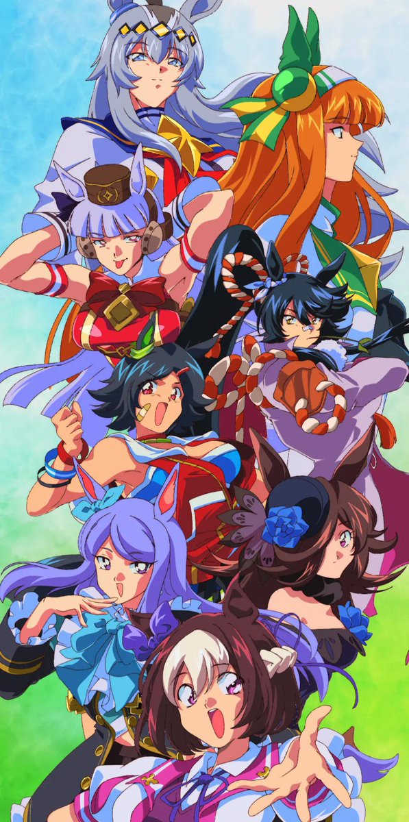 JesusSi03648872's tweet photo. Umamusume al estilo de los 90 (créditos a Alan Skyw...) 🐎💜💙💛🩷
#umamusumeprettydeeby  #umamusume https://t.co/FJRjOtNanX
