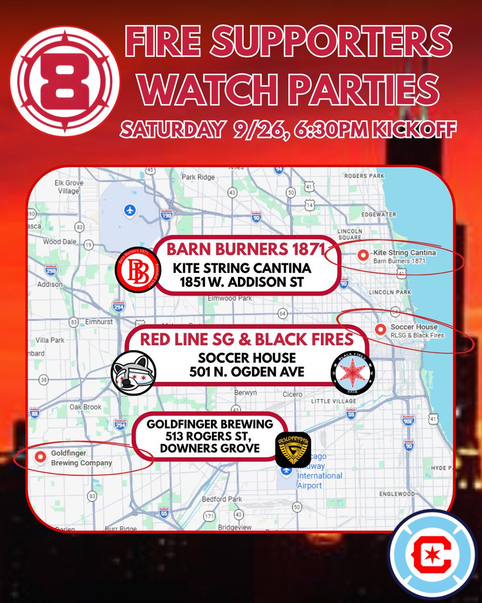 Section8Chicago's tweet photo. Update! Marz will be closed for a private event so hit up @SoccerHouseHQ, Kite String, or Goldfinger - kickoff is 6:30pm.

Our @chicagofire hit the road again this Saturday, this time in Queen City for an important eastern conference match up.

🔥COME ON YOU MEN IN RED!🔥
#cf97 https://t.co/fFIxFp6KP4