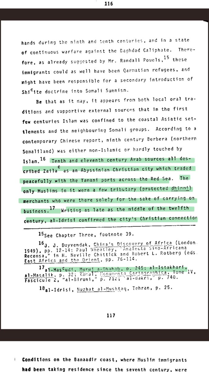 WayneWilli2014's tweet photo. @BaraxowRage Ali Abdirahman Hersi is a Somali historian and he has this to say about Zeila and its environs. I checked the primary source and I have it as well, just thought it would be better to read it from Somali scholars. https://t.co/CuksghWaZe
