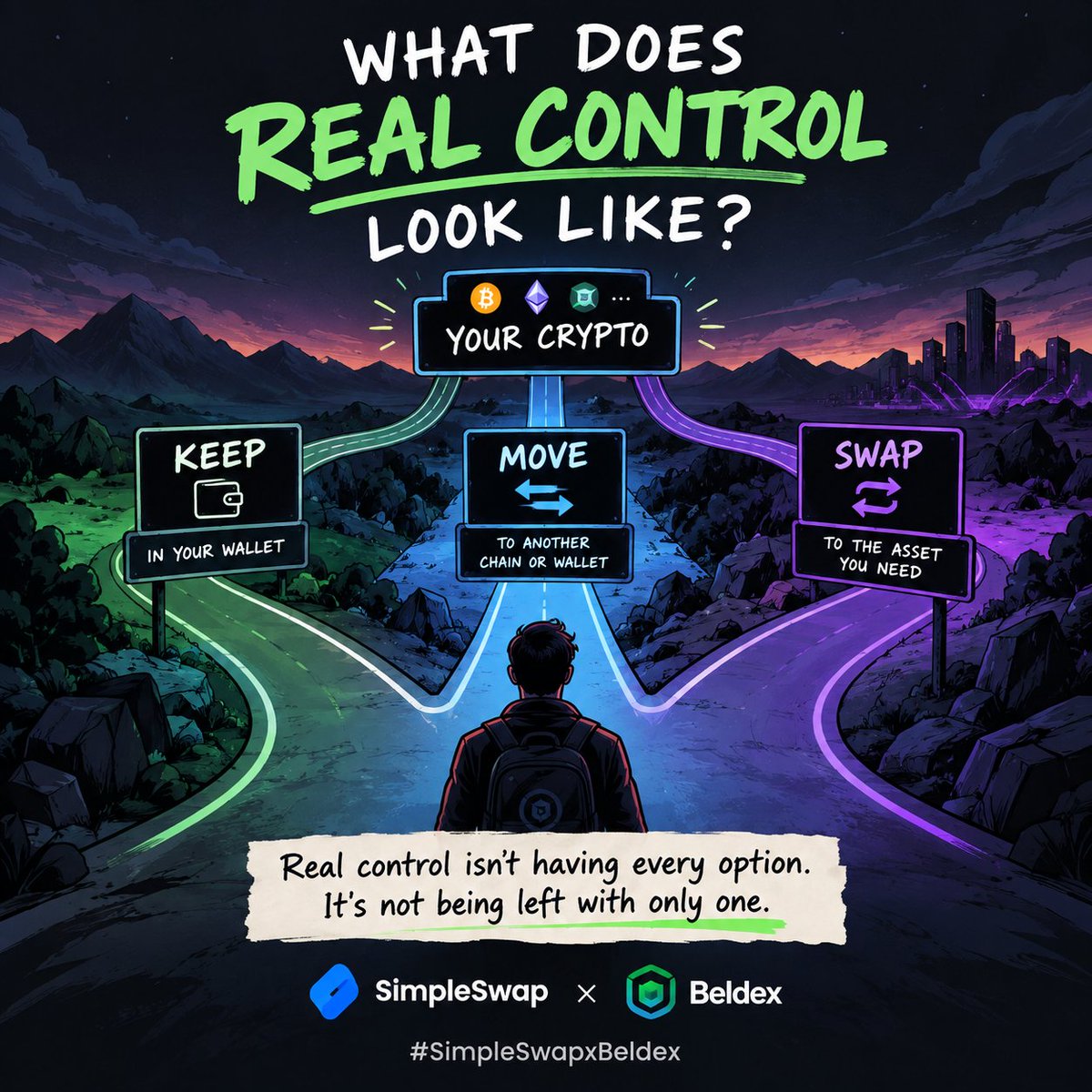 manonjaka's tweet photo. Real control isn't about having every option. It's about not being forced into only one.
For me, that's what control over my crypto looks like: having more than one path when I need to act.
#SimpleSwapxBeldex https://t.co/P4p3PmIlKZ