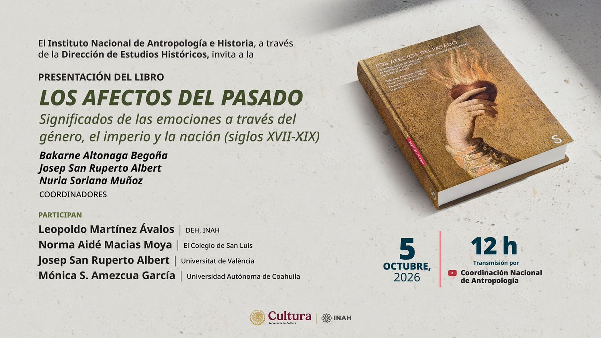 emoderUV's tweet photo. Se viene presentación del libro del proyecto en el @INAHmx (Dirección de Estudios Históricos) con un@s excelentes comentaristas ❤️‍🔥 'Los Afectos del Pasado' (Sílex, 2025) sigue recorriendo mundo, ahora en México. Seguid las actividades del Seminario⬇️

https://t.co/pNPeTJrzfT https://t.co/f0FyKJi4NQ