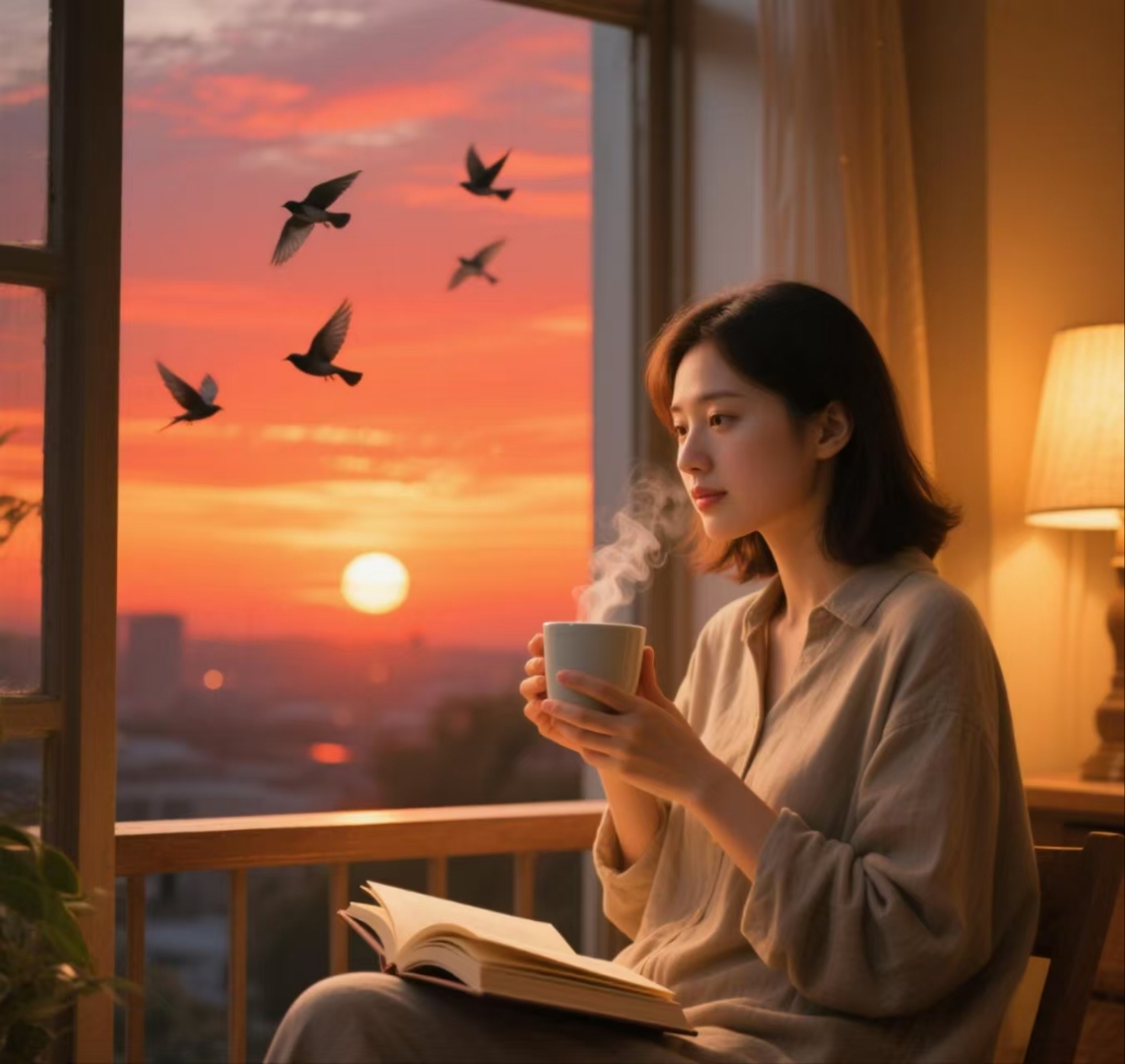 MaoWitherite's tweet photo. Sipping iced coffee on the balcony as the sun sets—this quiet weekend vibe hits just right , https://t.co/GBI2R7QsBZ