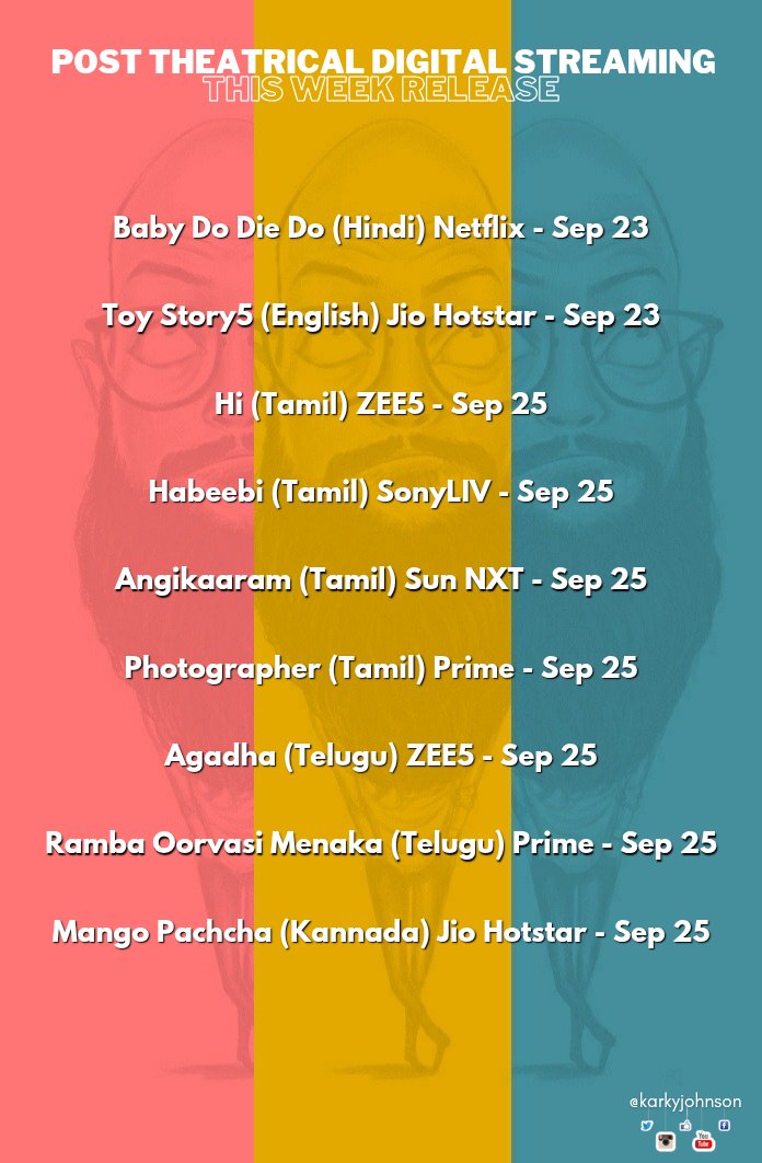 karkyjohnson's tweet photo. This Week's Release #TWR

#Nani's #TheParadise, #HipHopTamizhaAadhi's #MeesaiyaMurukku2, #KarthikSubbaraj's #Dorothy, #Marvel's #AvengersEndgameEncore and more on... https://t.co/khc00h4Cy6