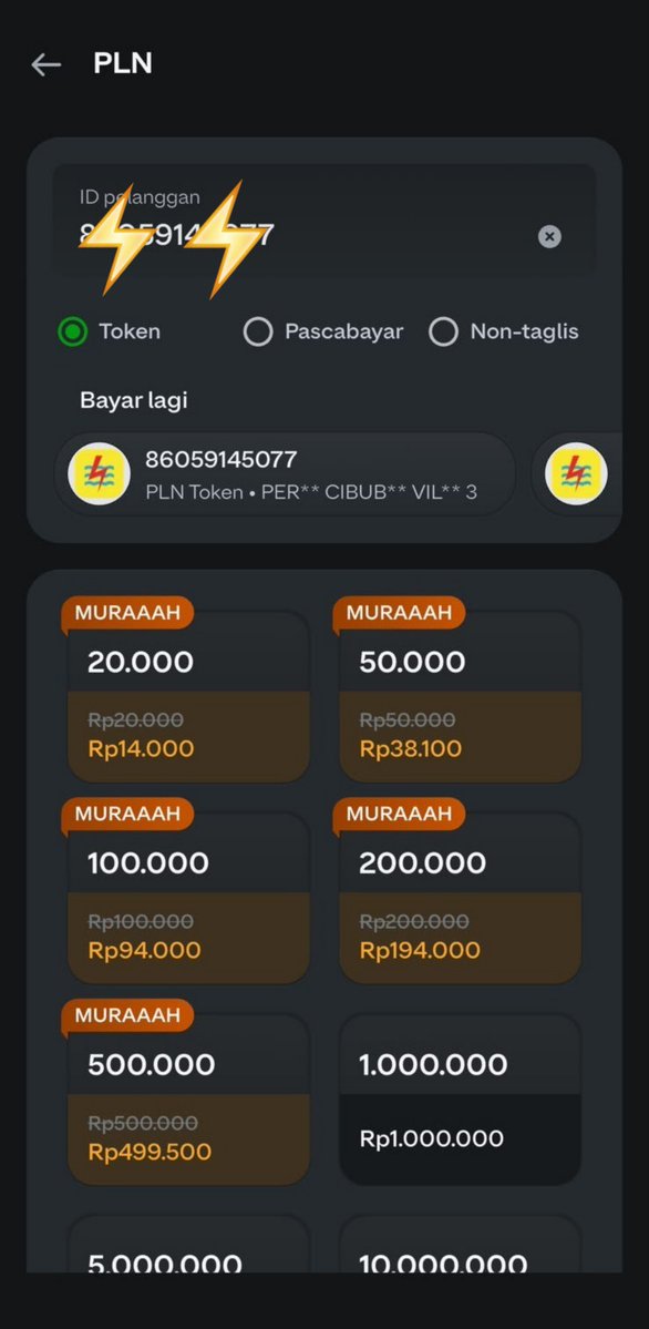 tmedkv's tweet photo. Token listrik tinggal dikit banget, untung cek GoPay dulu. Ternyata token PLN 50rb lagi diskon jadi 40rb aja, biaya admin juga udah termasuk. Lumayan hemat 10rb 😆

#DISKONPLNDIGOPAY https://t.co/wjjPUcO8Y0