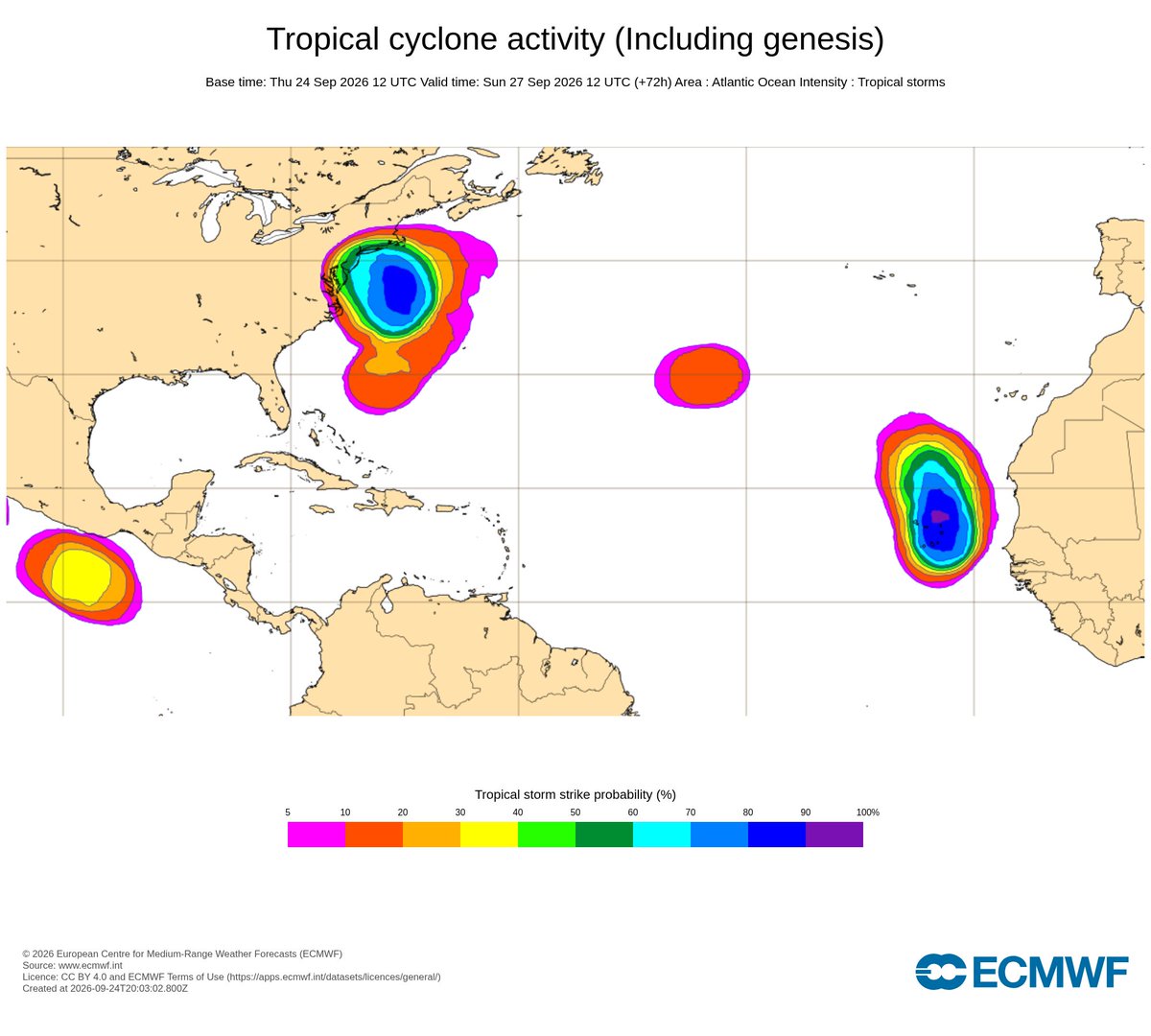 burgwx's tweet photo. Google DeepMind shows a 33% chance of a tropical storm. ECMWF's tropical cyclone probabilities from EPS &amp; AIFS exceed 80%. Surely that means this nor'easter will be a tropical storm, right?

Short answer... it's not that simple.

Breaking down why in this thread 🧵 https://t.co/GYUPF3srTb