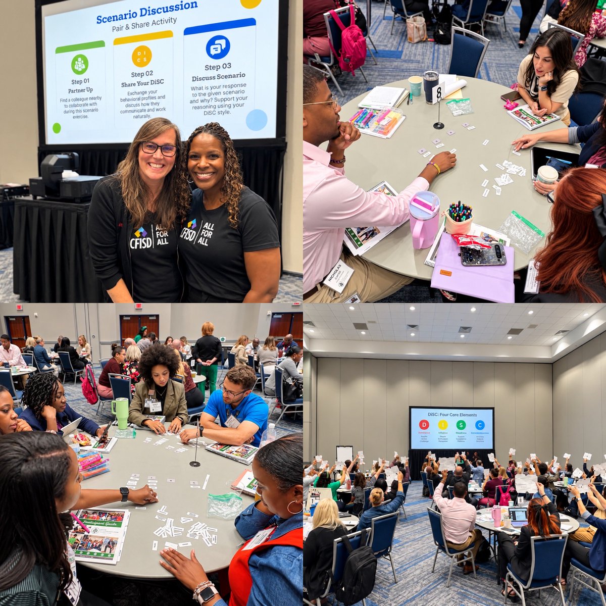 NjeriRichardson's tweet photo. Diving into the DiSC elements with @SURGETB; exploring how each style influences communication, collaboration, and leadership. Understanding our own style helps us connect and lead others more effectively. 💚
@CyFairProfLearn #cfisd #cfisdnai https://t.co/Ia8K1BgP7r