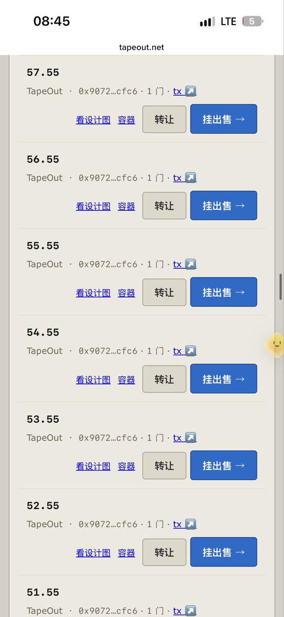 bemer77's tweet photo. 今天是中秋节，通宵买了一晚上的容器电路，主要是奔着Tapeout靓号去的，整个号码段购买的。就是不知道不需要开通容器，所以多花了3000多美金。主要是手疼，按了一晚上。开心的是，55.55 66.66 23.45 12.34 55.66 66.55 111.11  一堆靓号都在我手上了。几年后，可能会为这个夜晚感到欣慰吧。以后可能1个豹子号的价值，很难估量。感谢小孩哥。@TapeOutWorld @CryptoLoser9 @Blonskr @benson_doge @bitcoin2themars @xukego @martin23_sen @BruceBlue @xing8047