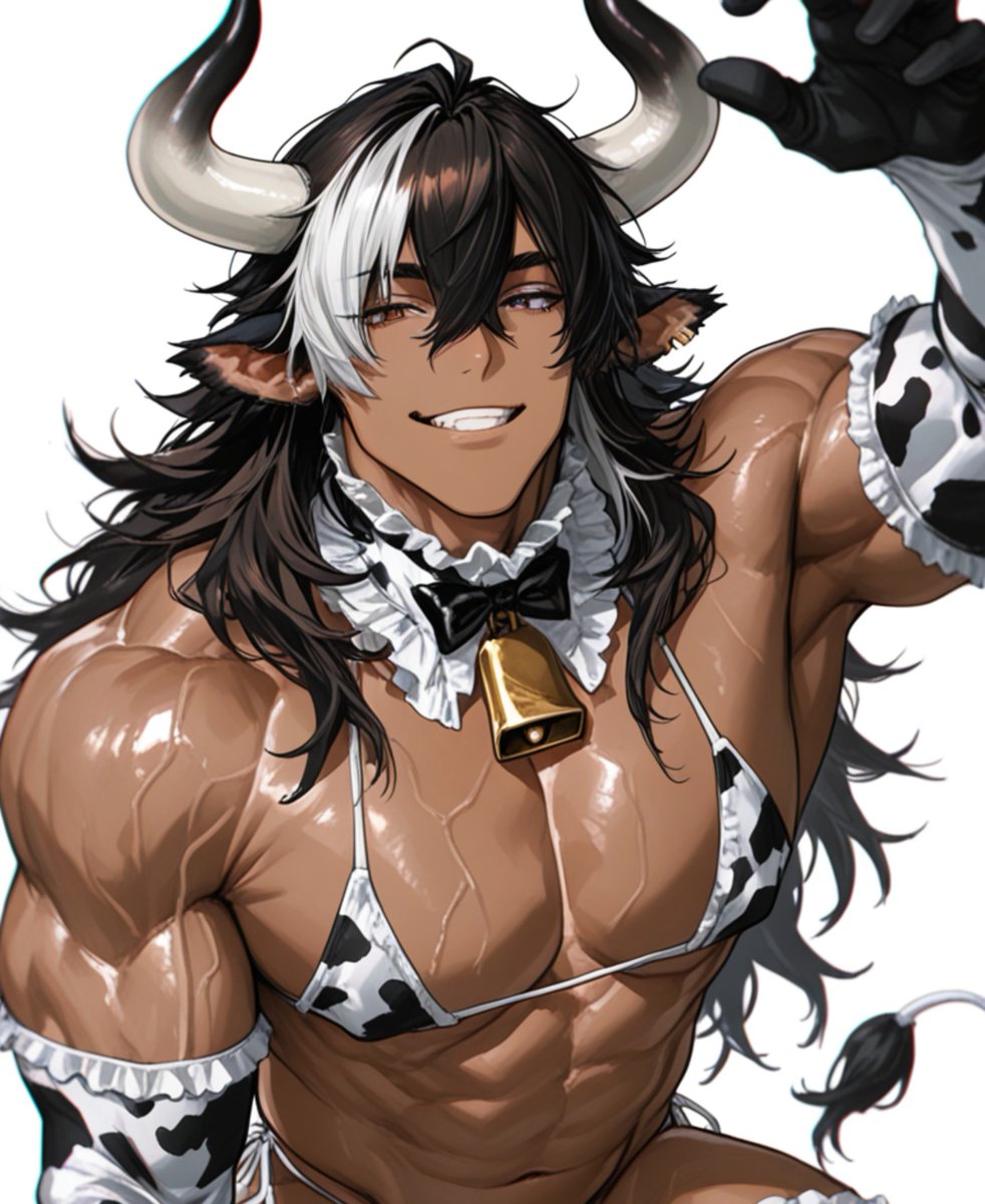 chamu_zt's tweet photo. 金曜日を乗り切るために褐色牛獣人お兄さん達を置いておきます🐮🍼 https://t.co/4LjhluHor1