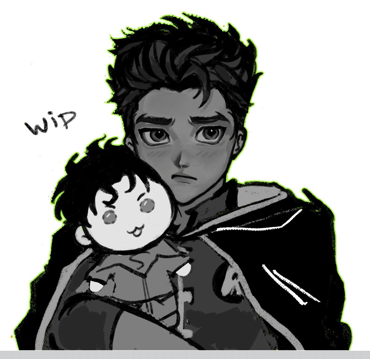 ys160324's tweet photo. i saw this really good dami fanart,  it turns out it was just the artist’s oc D: it was still really cute tho so #supersons wip inspired by it😸😸(just redrawing an old thing ) https://t.co/caoanNtRL9