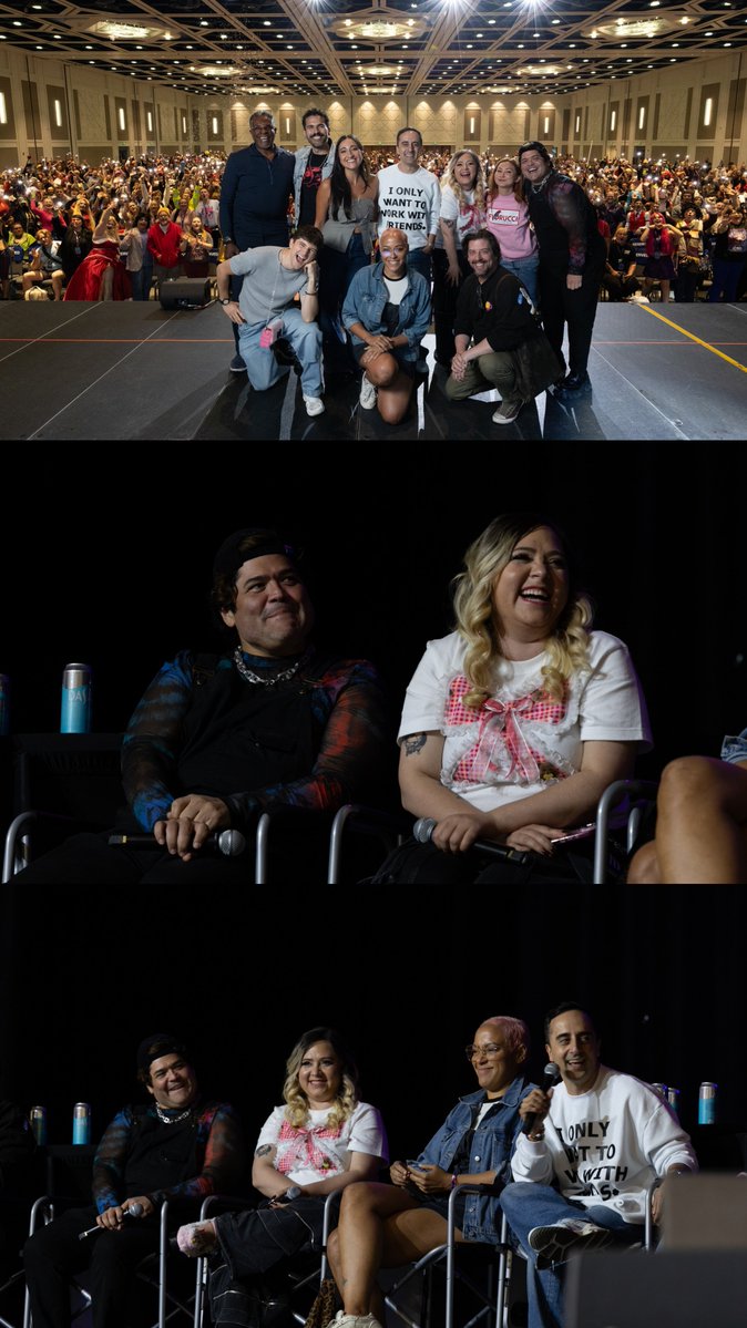 hellastellarrow's tweet photo. Harvey's first Hellaverse panel as Vassago's va with the cast of Hazbin Hotel and Viv at FanX Salt Lake  #HelluvaBoss #Vassago https://t.co/DYnggEg0F7