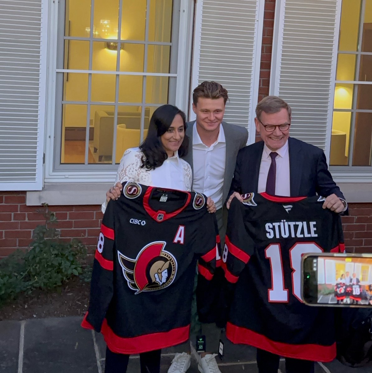 SenatorsFndn's tweet photo. Celebrating German Unity Day early with Tim Stützle at the German Embassy tonight. 🇩🇪 https://t.co/2vrgYr9gh5