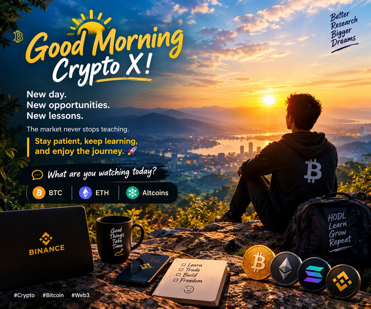 mdsiamislam09's tweet photo. ☀️ Good Morning Crypto X!

New day.
New opportunities.
New lessons.

The market never stops teaching.

Stay patient, keep learning, and enjoy the journey. 🚀📈

What are you watching today: BTC, ETH, or Altcoins? 👇

#Crypto #Bitcoin #Web3 https://t.co/P6789fgJmR