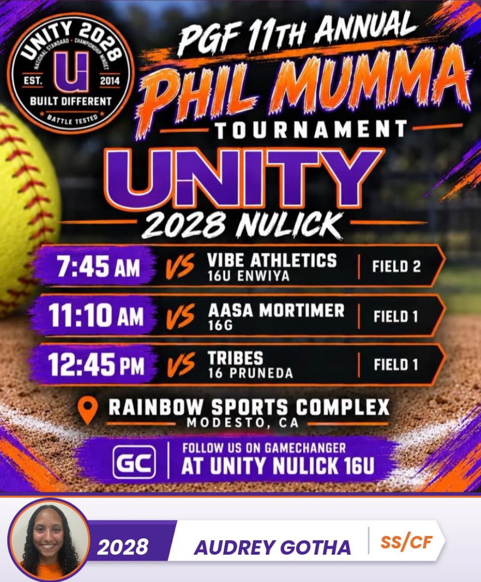 AudreyGotha2028's tweet photo. Schedule for this weekend is out!! First tournament of the fall, can’t wait!💜🧡@UnityNulick2028 https://t.co/2bTjZ94Drw
