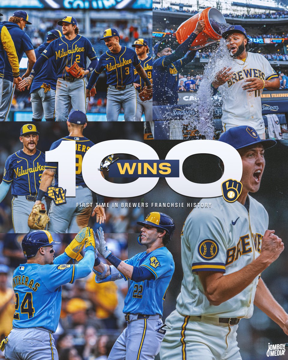 TalkinBaseball_'s tweet photo. The Brewers have their first 100-win season in franchise history! https://t.co/Xu5tnqfess