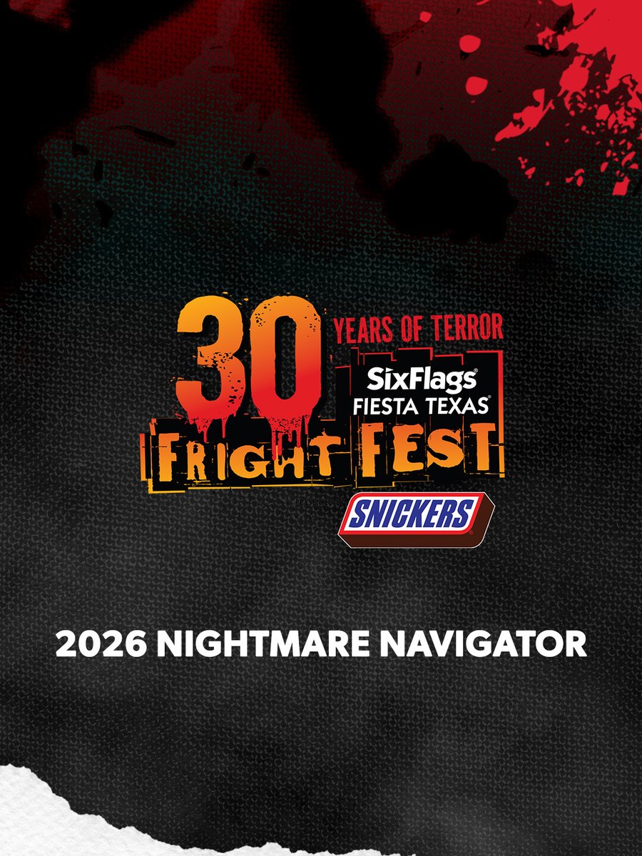 SF_FiestaTexas's tweet photo. Ready to face your fears? Dive into Fright Fest Presented by SNICKERS® and let the Nightmare Navigator guide your ultimate spooky adventure! Who's joining you for a night of thrills and chills? 🎃👻 https://t.co/3kcCZqWjQP