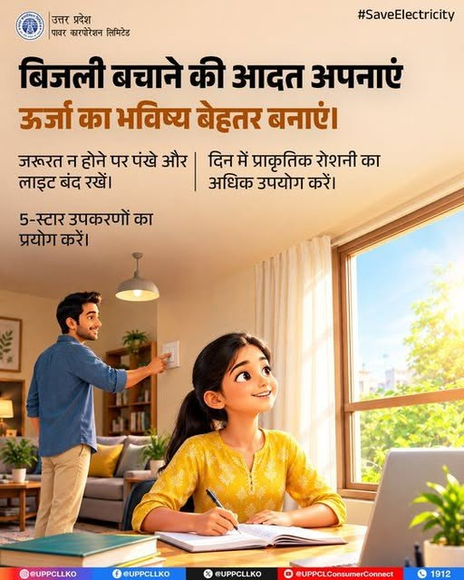 puvvnlgorakhpur's tweet photo. बिजली बचाने की शुरुआत हमारी रोजमर्रा की छोटी-छोटी आदतों से ही होती है। आज से बिजली का समझदारी से इस्तेमाल करें और ऊर्जा संरक्षण में अपना योगदान दें।
#UPPCL #EnergySaving #SaveElectricity
@UPPCLLKO
@PuVVNLHQ
@aksharmaBharat https://t.co/rKgWCPE4Fi