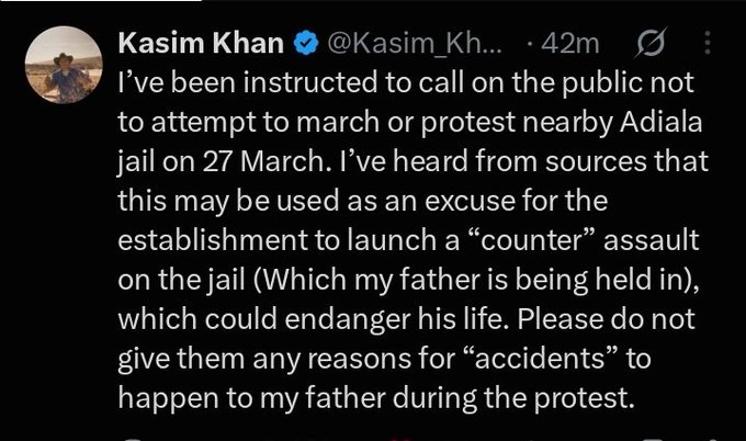 SoStarMusic's tweet photo. Kasim Khan's latest X post (25th September 2026)

#FreeImranKhan https://t.co/0MN5dtm6vf
