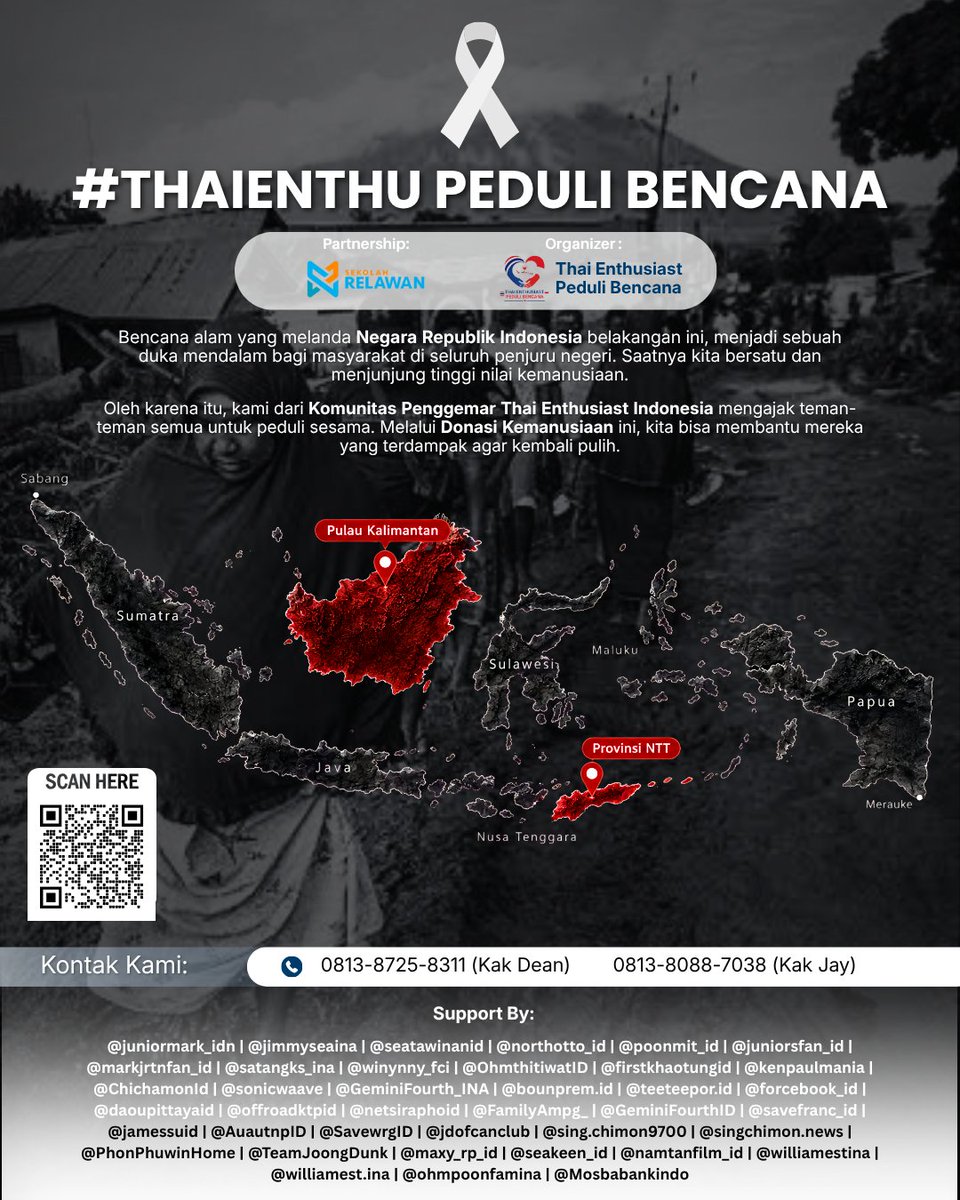 juniormark_indo's tweet photo. 📢 COLLABORATION PROJECT 📢

Komunitas Thai Enthusiast Indonesia (gabungan 30+ fanbase) mengajak teman-teman bersama membantu saudara kita yang terdampak karhutla.

🔗 https://t.co/Sc9DvEy2tX
🎯 Target: Rp20.000.000

Khob khun mak ka/krab!
#ThaienthuPeduliBencana https://t.co/ARIGR5uq5V
