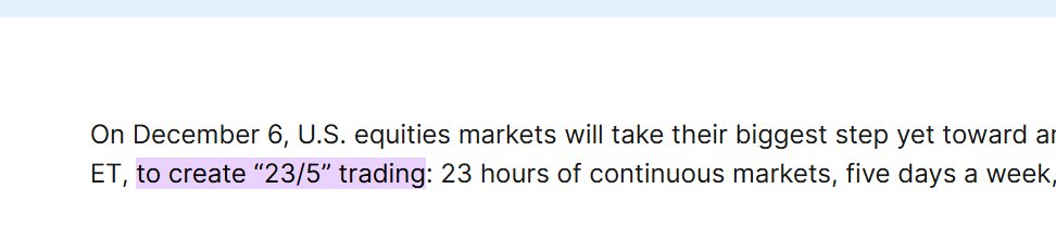 NokWhile's tweet photo. Nasdaq trading is shifting to degen hours. It used to be 9:30 to 4. 

Now it’s moving toward 23/5. We should run this as a cult.

https://t.co/2w1WYhbjiD https://t.co/D3s8l6QJLy