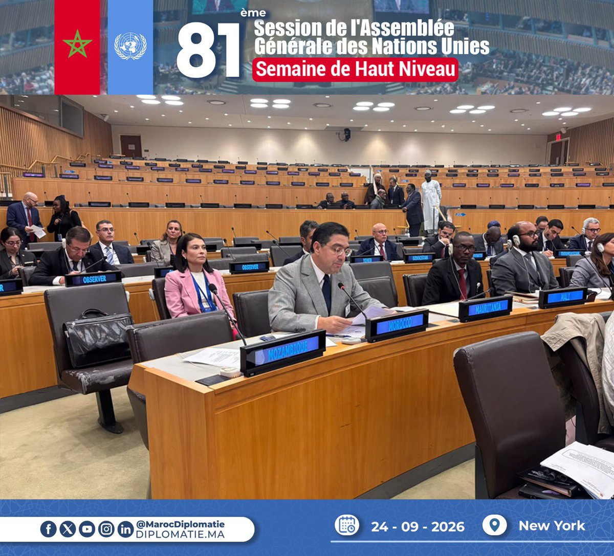 MarocDiplomatie's tweet photo. M. Nasser Bourita a souligné que le Royaume du Maroc, sous la conduite de Sa Majesté le Roi Mohammed VI, Président du Comité Al-Qods, continuera à œuvrer pour parvenir à une solution qui préserve les droits historiques et légitimes du peuple palestinien.
🔗https://t.co/Rshg16slRC https://t.co/YryZaN8OS0
