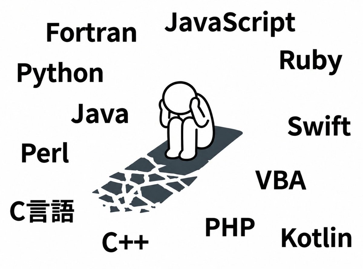 python_academia's tweet photo. プログラミング言語多すぎてどれを勉強すれば良いか分からないよぉ… https://t.co/Ij4O4T7sZ9