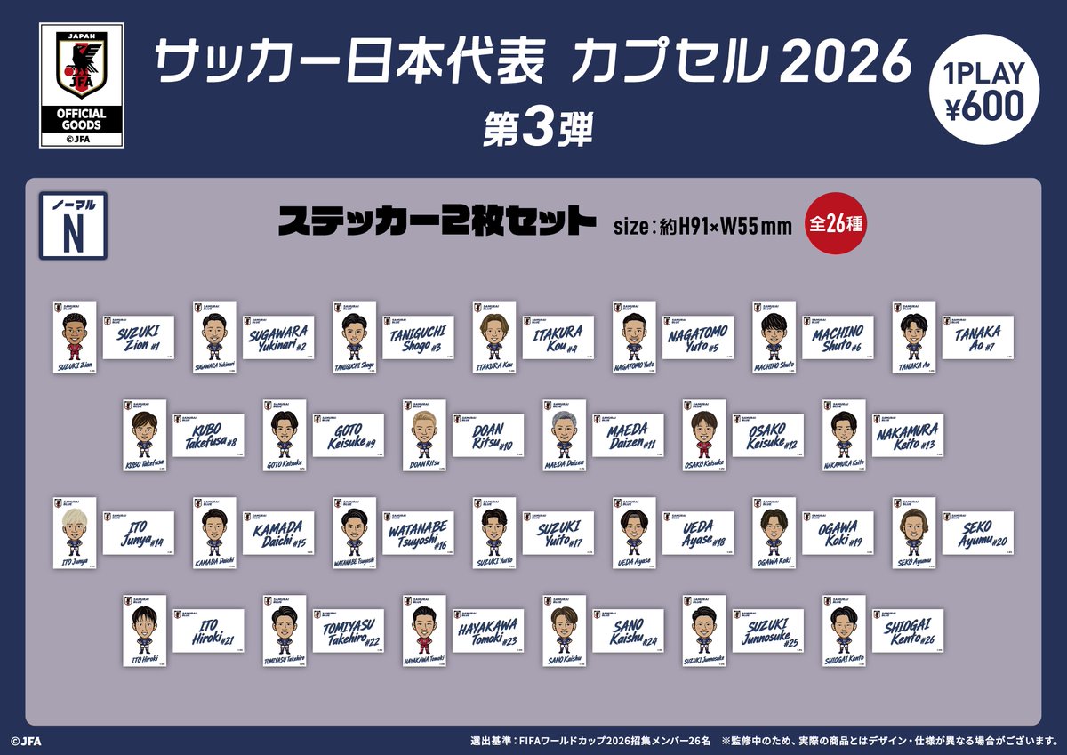 SoccerKingJP's tweet photo. 🇯🇵リリース🎁
サッカー日本代表 カプセル 2026の第3弾が登場…9月24日より発売
https://t.co/oHbjxKPiqz

🗣️編集部より
「esspride株式会社が運営するメーカー直販ECサイト『モバガチャ』にて販売します」 https://t.co/c6OMcnlloe