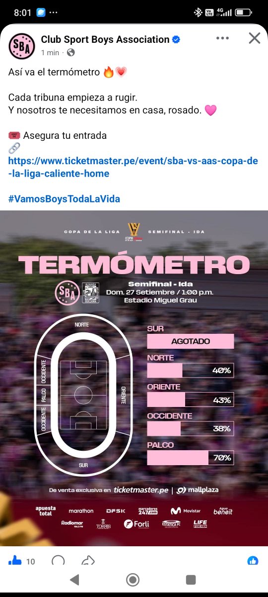 Niltonsba16's tweet photo. *Vamos gente, que paso , la Sur se llenó, y las demás tribunas no llegan ni al 50 % , ya hemos demostrado que cuando el hincha se levanta, no hay quien nos pare.... El partido es el Domingo, no esperemos el último día* ..
#NoalaReventa
#CompraleAlClub https://t.co/NKWGDoOWrN
