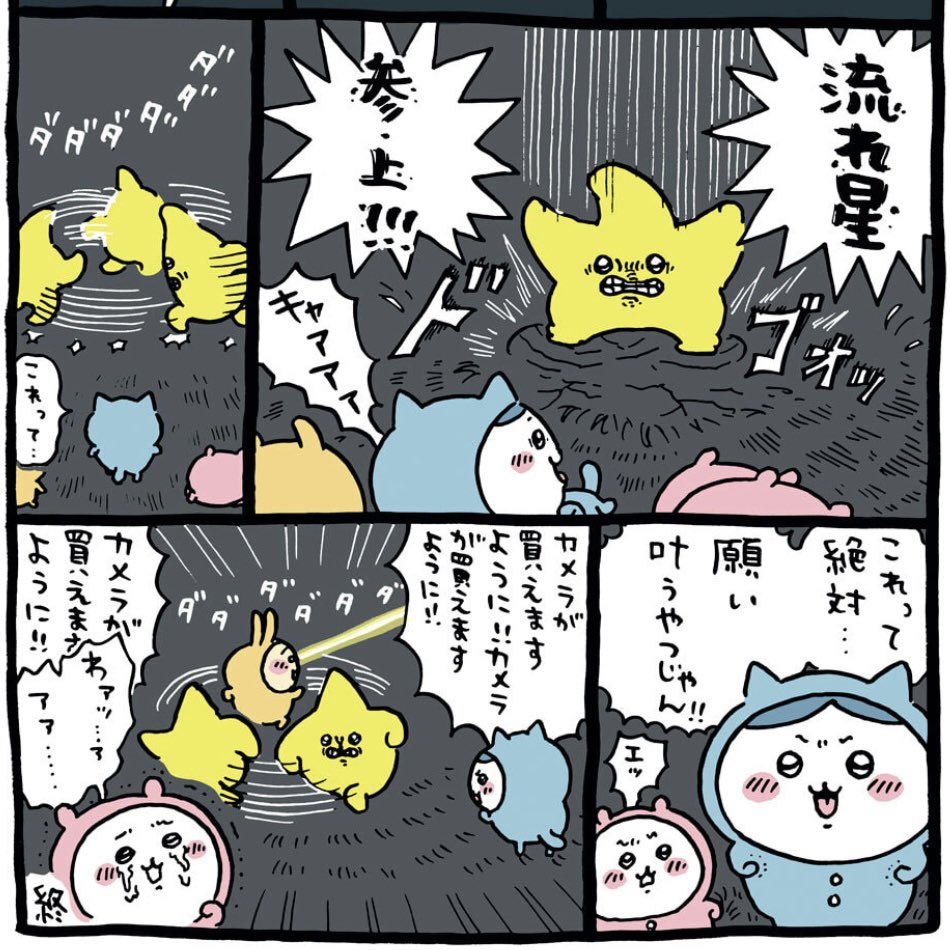ndsc25's tweet photo. 流れ星、ハチワレの願い（カメラが買えますように）を叶えるためにエリアEに危険草を生やした可能性が出てきて頭を抱えてる

#ちいかわ https://t.co/lc4GAi8jon
