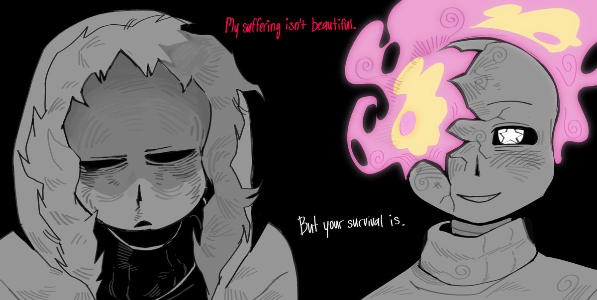 carymels's tweet photo. “My suffering isn’t beautiful”

“But your survival is”

#somethingnew #somethingnewsans #killersans #othertale #othertalesans #colorsans #colorkiller #kolor #UTMV reposts appreciated!!! https://t.co/Z2fATIiEeW