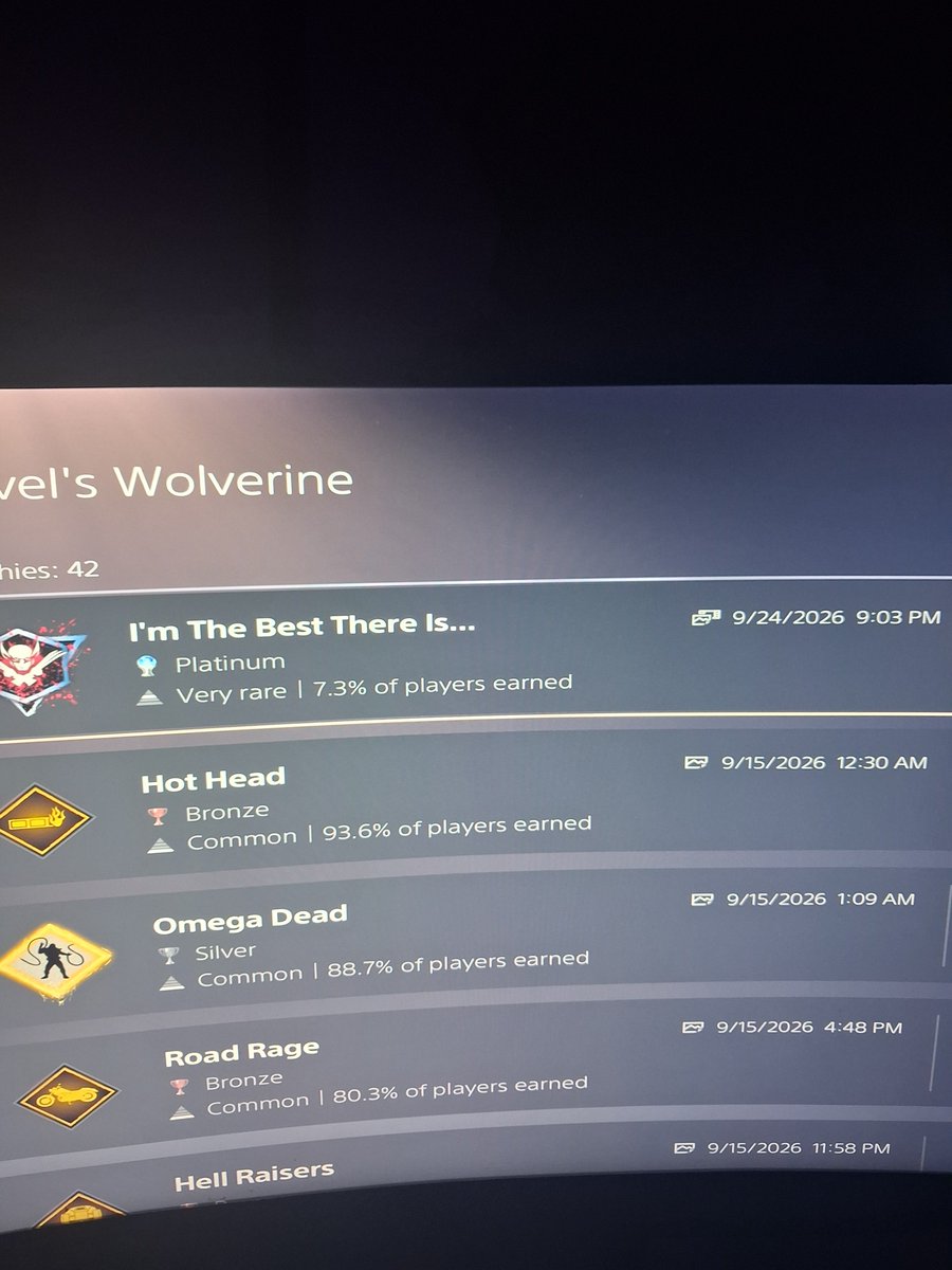 BREAKBAD4FORT's tweet photo. I just platinumed Wolverine!

This game was a blast to play through, and getting all the collectibles was very fun and rewarding. Story was a little bumpy, but gameplay made up for it! 

Gameplay: 10/10
Story: 8/10
Graphics: 9/10

Overall: 9.5 out of 10 from me! https://t.co/IBYsdECkTK