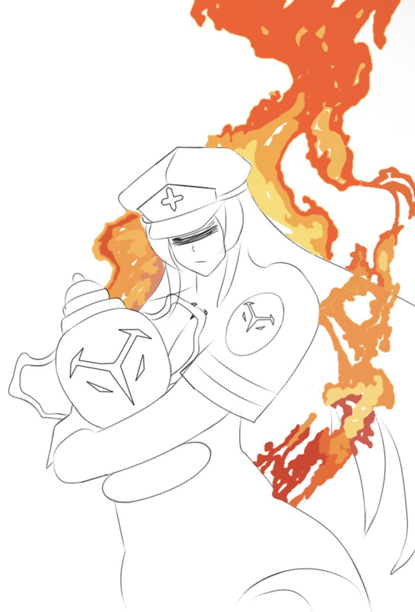 esdeathdraws's tweet photo. Should I make a version that makes the flames blue or keep it this way https://t.co/rtywZnGrDF