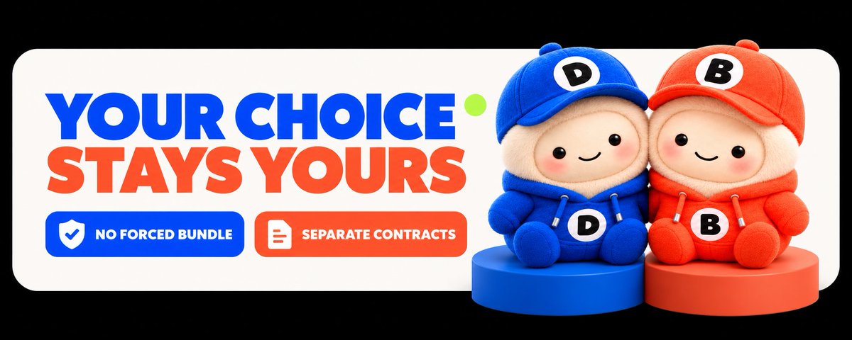 dubl_pad's tweet photo. Pairing should create discovery — not dependency.

That’s why DUBL keeps everything separate:

• separate projects
• separate contracts
• separate tokens
• separate decisions
No forced bundle.
Two projects share the stage.
Your choice stays yours. https://t.co/vNLK3gqLyY