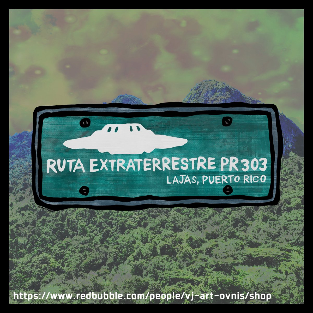 VJArtStudioX's tweet photo. Extraterrestrial Route PR-303 👽🛸🇵🇷

#Alien #Aliens #UFO #Ovnis #PuertoRico #Boricua #Extraterrestre https://t.co/OBUiDYuftl