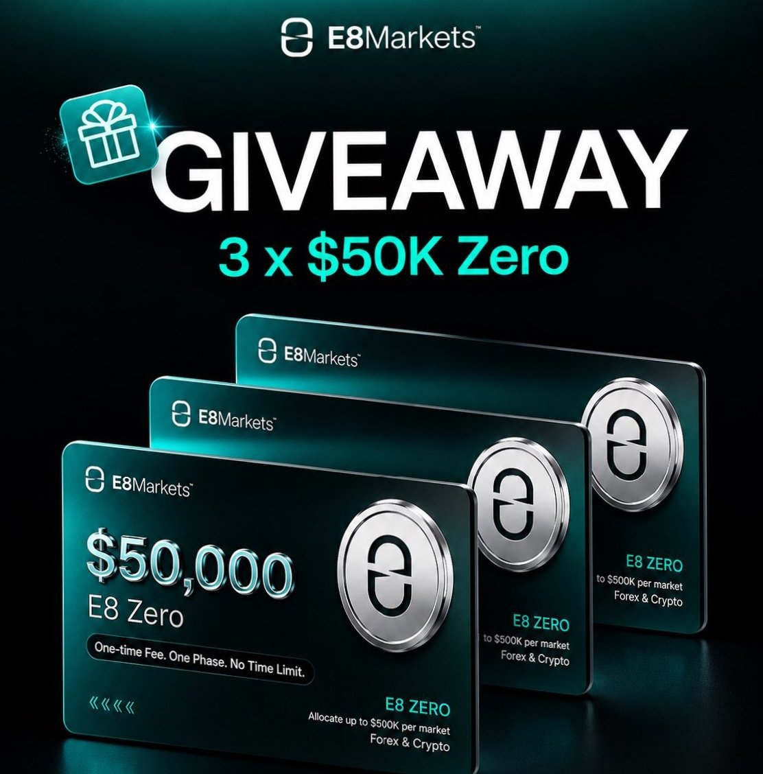 lucariofxx's tweet photo. 🚨 GIVEAWAY 🚨

I’ve teamed up with E8 Market to give away 3x of their new 50K ZERO Accounts!  

To enter:  
1⃣ Follow @Theproparena @lucariofxx @Propselectsai

2⃣ Like &amp; Retweet tag 3 friends 
3⃣ Join Discord - https://t.co/NBY47hnyl9

You have 72 hours https://t.co/kj22ocOf97