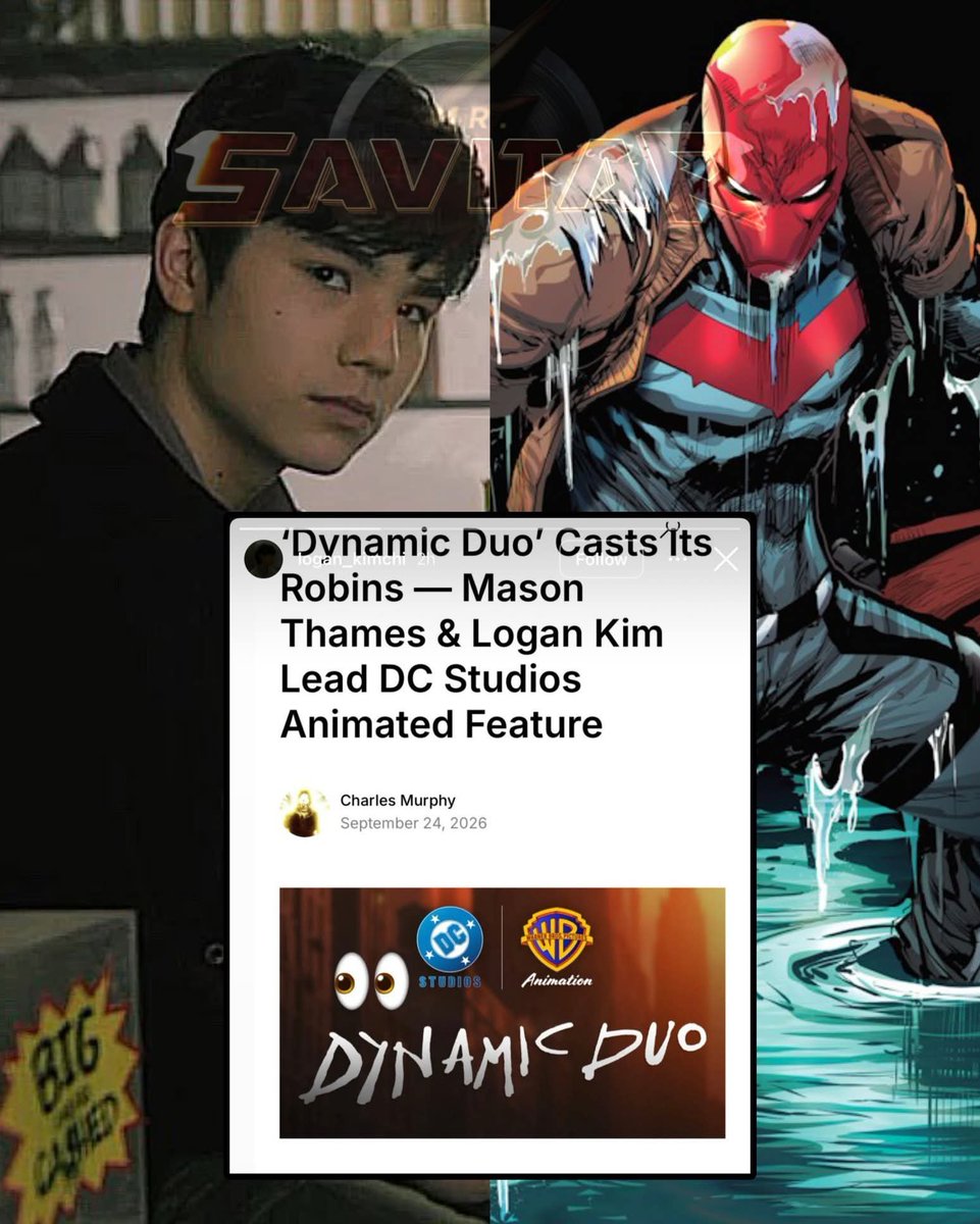 MrSavitar1790's tweet photo. 🚨 TENEMOS RED HOOD 🚨
Logan Kim confirma en sus historias de Instagram que ha sido elegido para interpretar a Jason Todd (Red Hood) en Dynamic Duo de DC Studios 🙌🏼🦇.
#DC #DCFans #DCStudios #Batman #RedHood #Robin #LoganKim #fblifestyle #DynamicDuo https://t.co/Dy20MUBjGQ