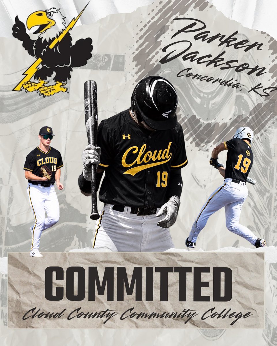 ParkerJack1915's tweet photo. I am blessed and excited to announce, I will be continuing my baseball and academic career at Cloud County Community College! I couldn’t do this without my parents, my supporters, my coaches, and most of all my Lord and savior. @cloudbaseball #jucoproduct #AGTG #letsgotbirds 🟨⬛️ https://t.co/I71b6fA7zl