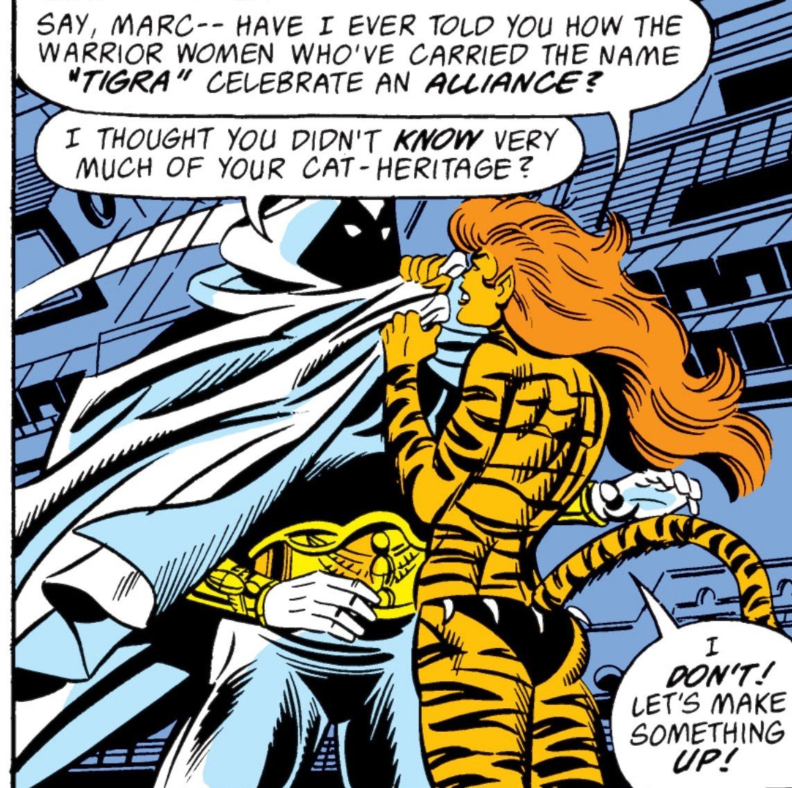 TH0RJANE's tweet photo. "lets make something up!" tigra is always at her funniest with marc 😭😭 https://t.co/rq1qWUzx4N